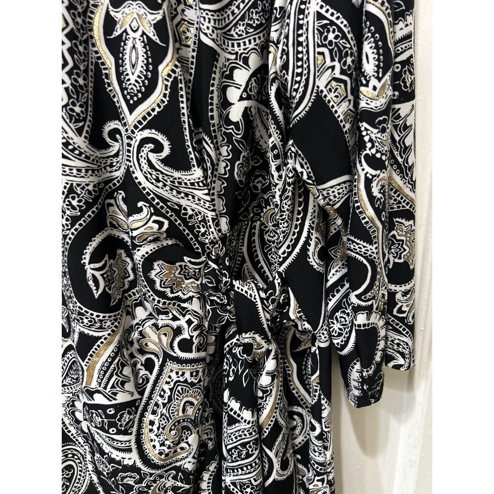 Cocomo Womens 3X Black White Gold Paisley Metallic Tunic shirt Dressbarn NWT - Picture 4 of 6